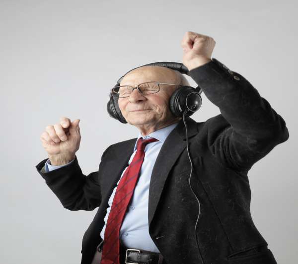 oldman listening to music