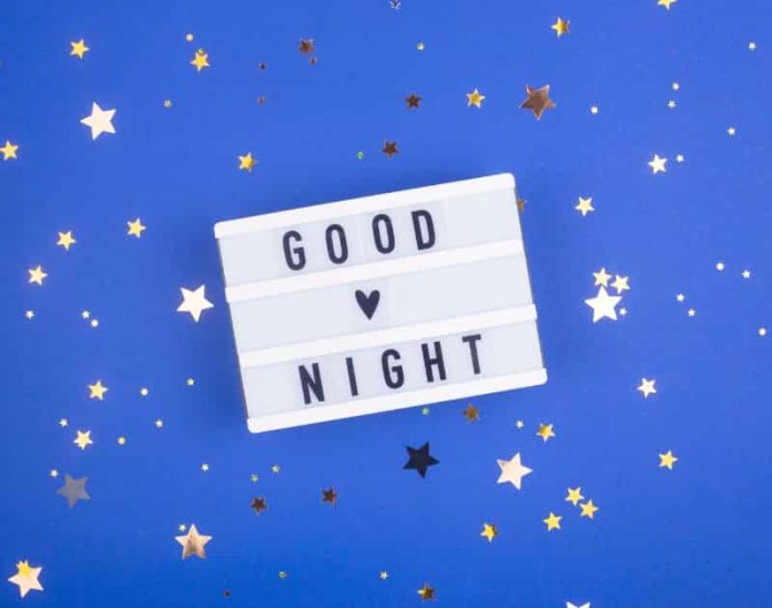 goodnight sign with stars in blue background
